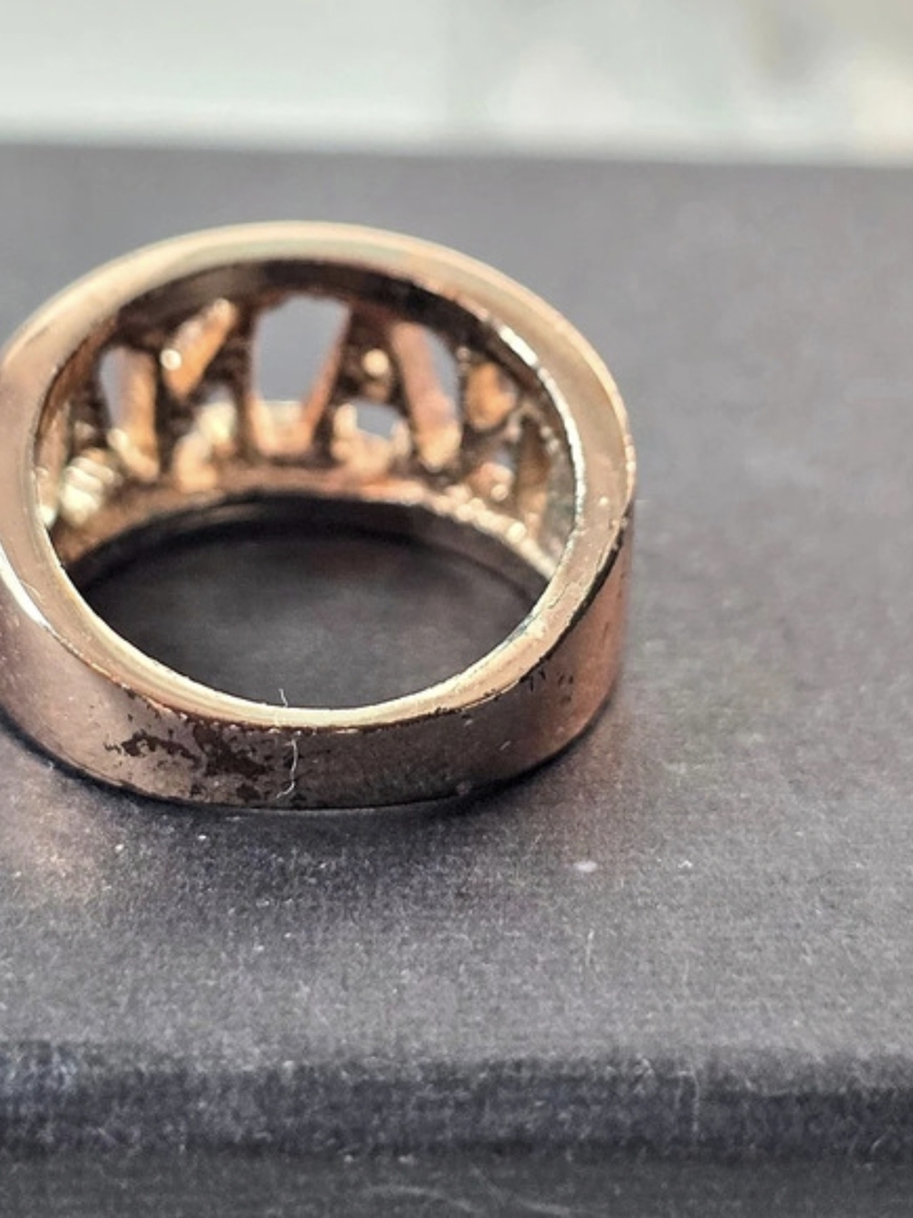Vintage .925 Sterling Silver "NANA" Ring in Rose Gold Covering Size 6.5